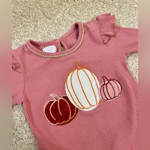 Mud Pie 24M/2T Pink Pumpkin Top & Legging Set - Picture 5 of 6